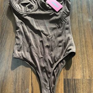 Edikted Chocolate Brown Bodysuit